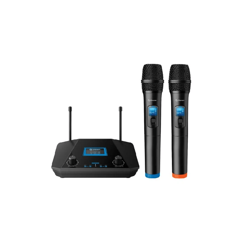 SISTEMA DE 2 MICRÓFONOS STEREN INALÁMBRICOS UHFPROFESIONALES WR-809 UHF
