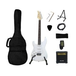 PAQUETE DE GUITARRA ELÉCTRICA STRAT ZURDA BELLATOR NEG10WSTL-WH