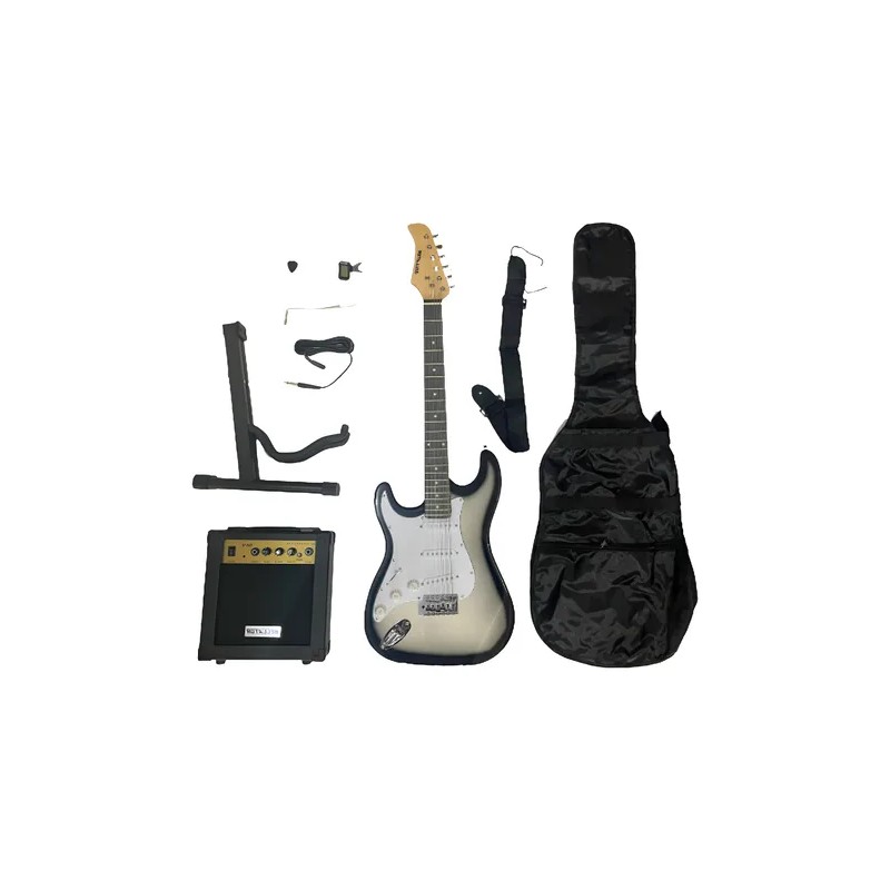 PAQUETE DE GUITARRA ELÉCTRICA STRAT ZURDA BELLATOR NEG10WSTL-SBS