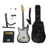 PAQUETE DE GUITARRA ELÉCTRICA STRAT ZURDA BELLATOR NEG10WSTL-SBS