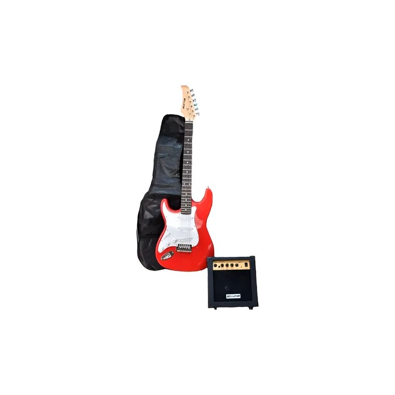 PAQUETE DE GUITARRA ELÉCTRICA STRAT ZURDA BELLATOR NEG10WSTL-RD