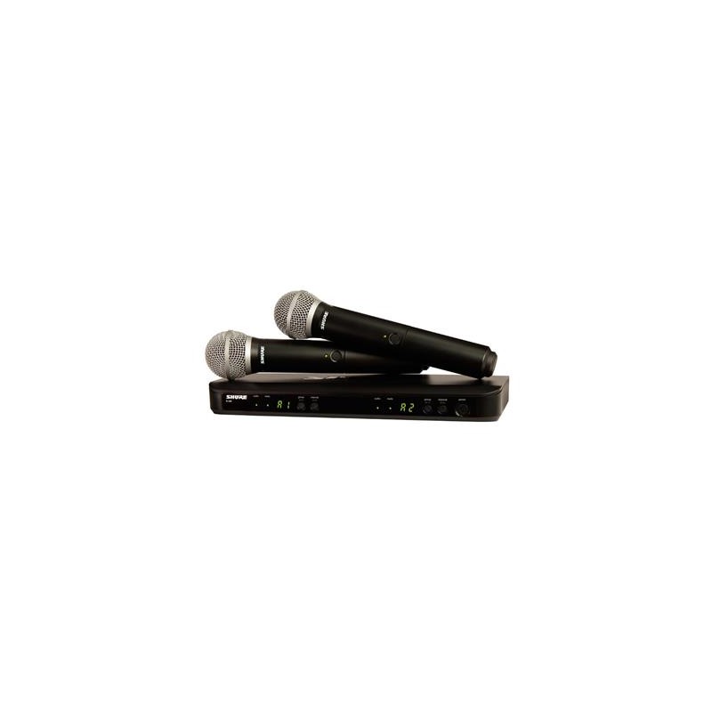 STEMA INALÁMBRICO SHURE DOBLE CON DOS MICRÓFONOS DE MANO PARA VOZ BLX288/PG58-J11
