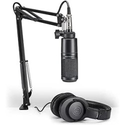 SISTEMA DE MICROFONO Y AUDIFONOS AUDIO TECHNICA AT2020USB+PK