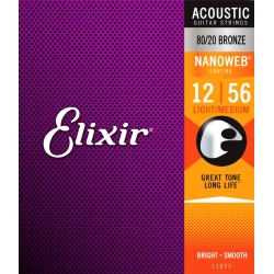 ENCORDADURA ELIXIR PARA GUITARRA ACUSTICA NANOWEB .12 11077